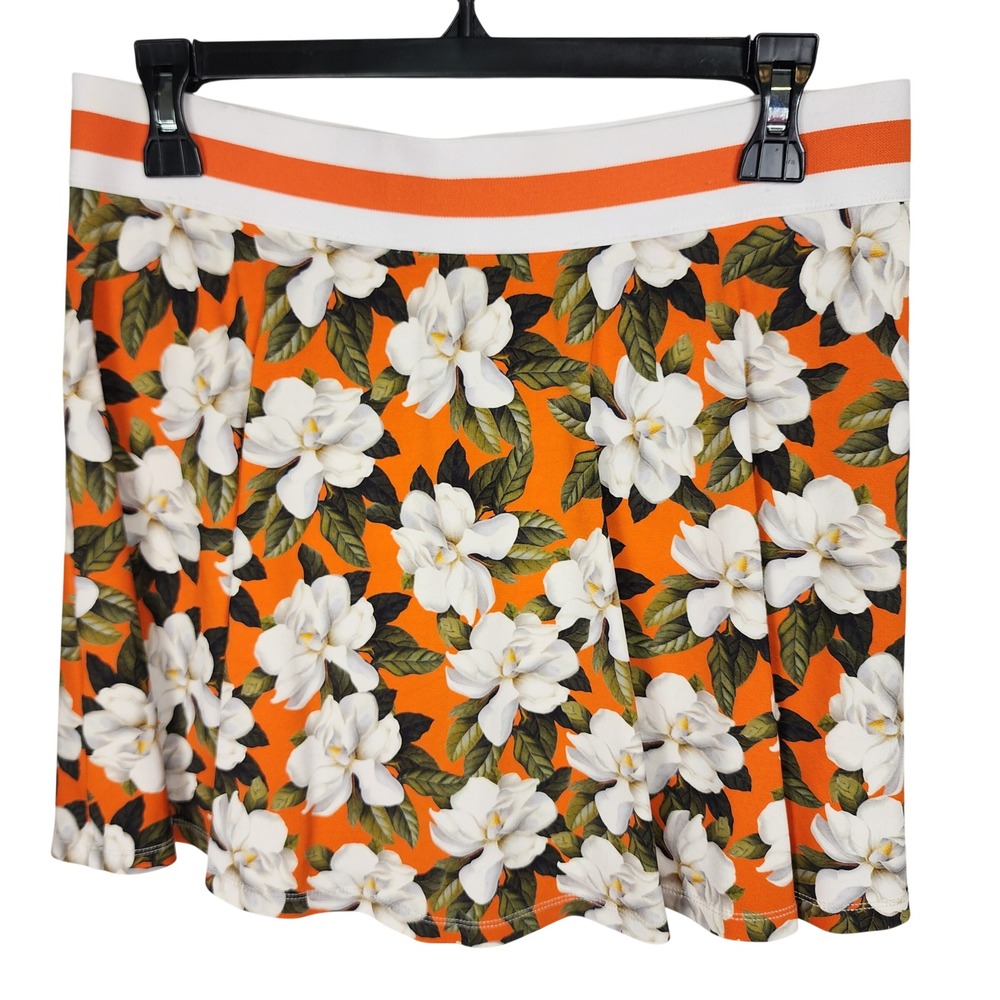 Alice + Olivia Blaise Trapeze Mini Skort Womens L Orange Floral Stretch Active